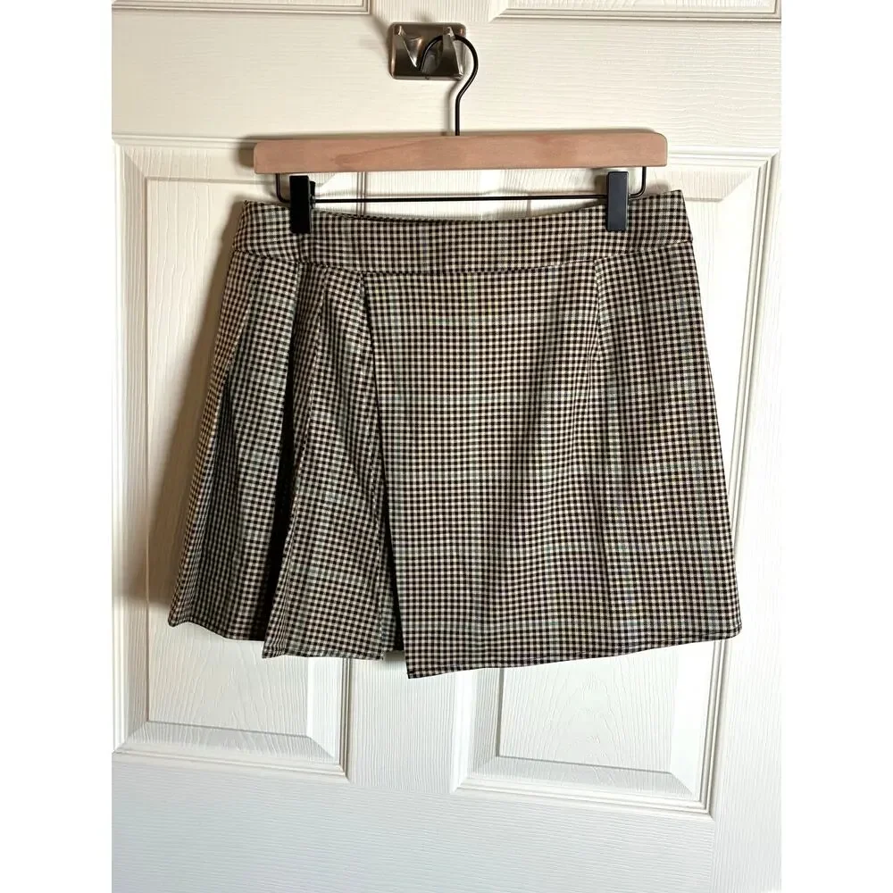 Rails Adriana Micro Check Plaid Mini Wrap Skirt, Size 10